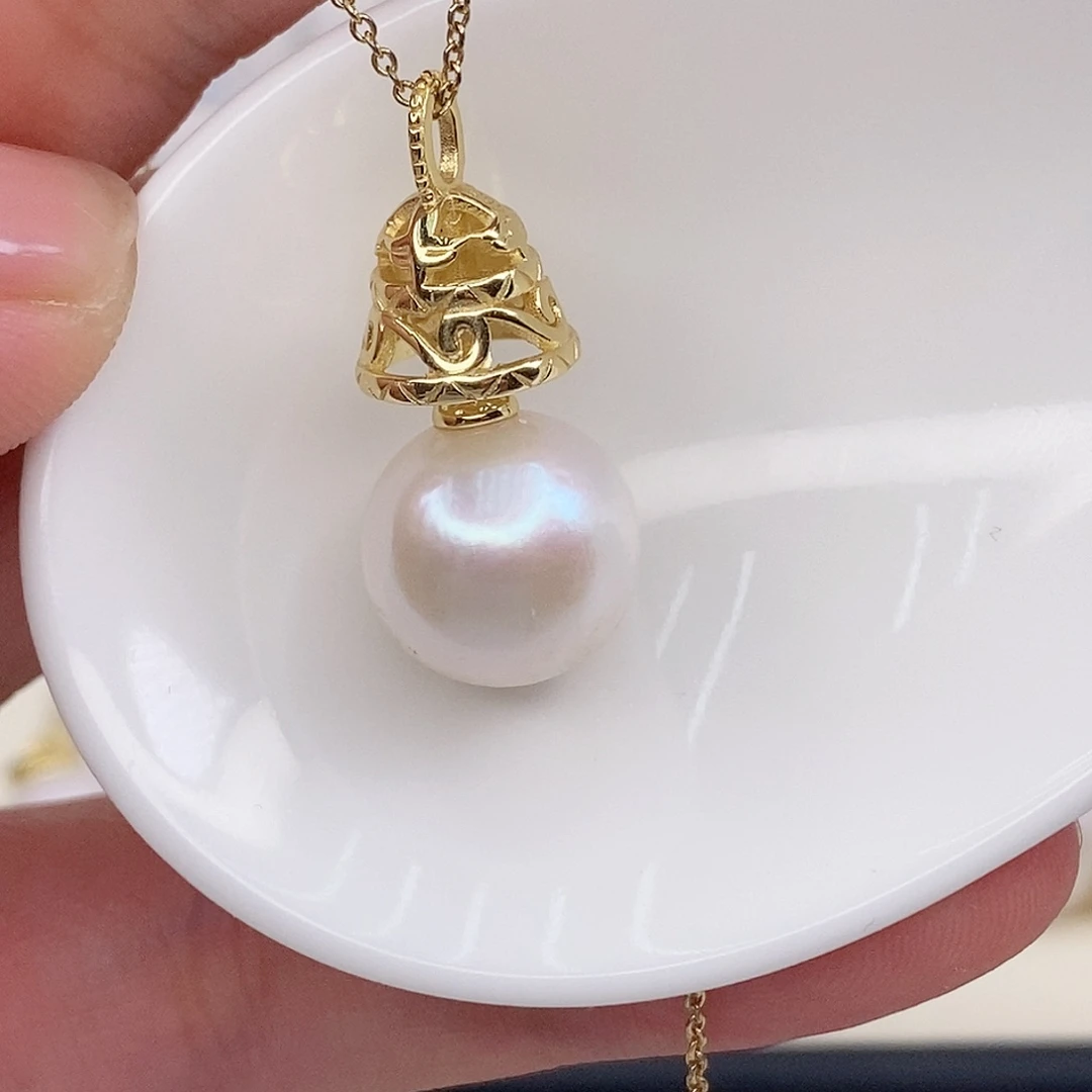 淡水珍珠银S925镶嵌吊坠(赠链)12/13mm