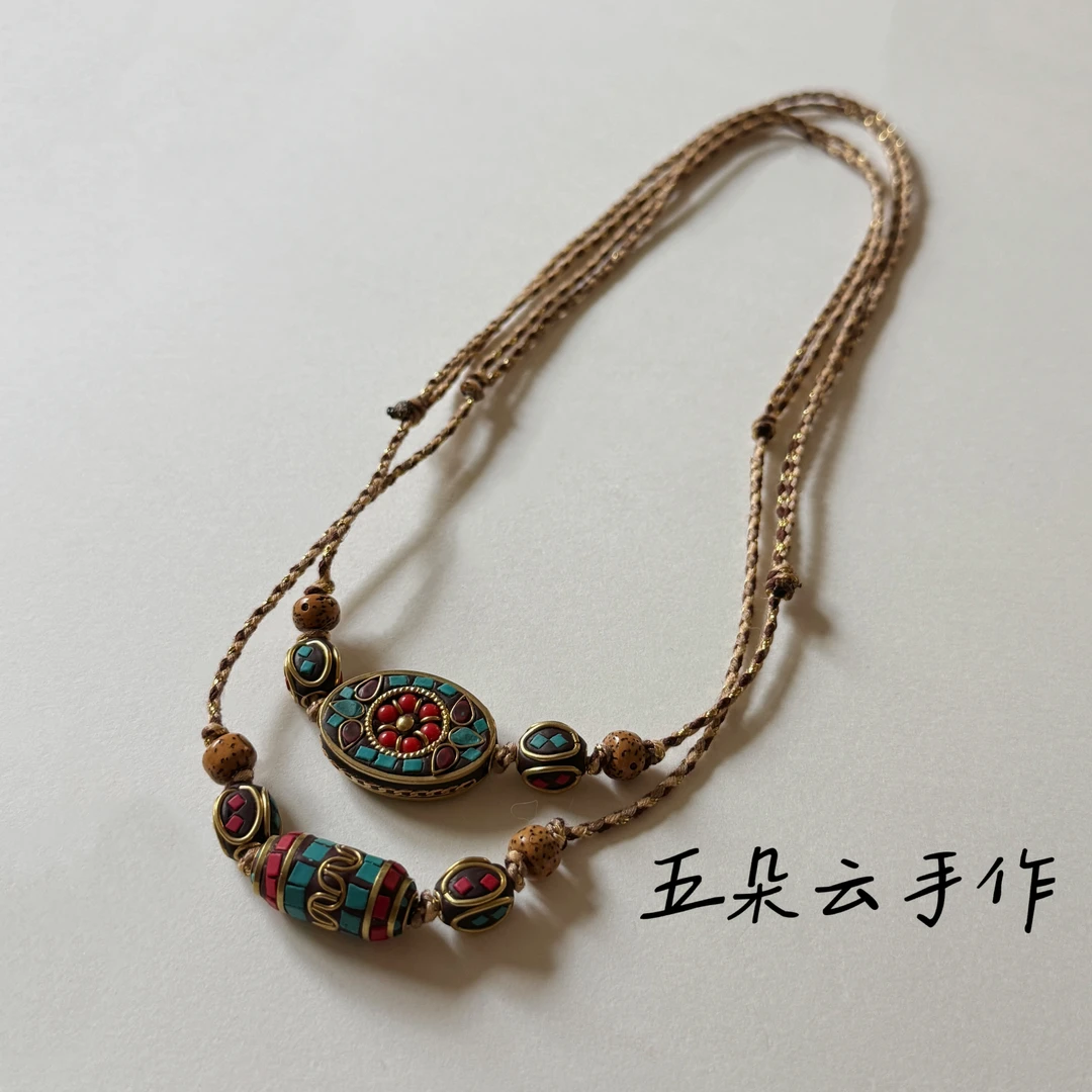 合金树脂项链 【异域风情】尼泊尔民族风文艺编织彩色锁骨链