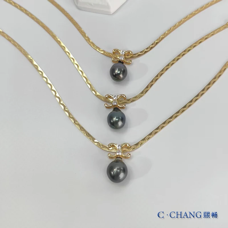 【双c魅影】海水珍珠大溪地吊坠11-12mmS925银多样性发货【畅太定制】