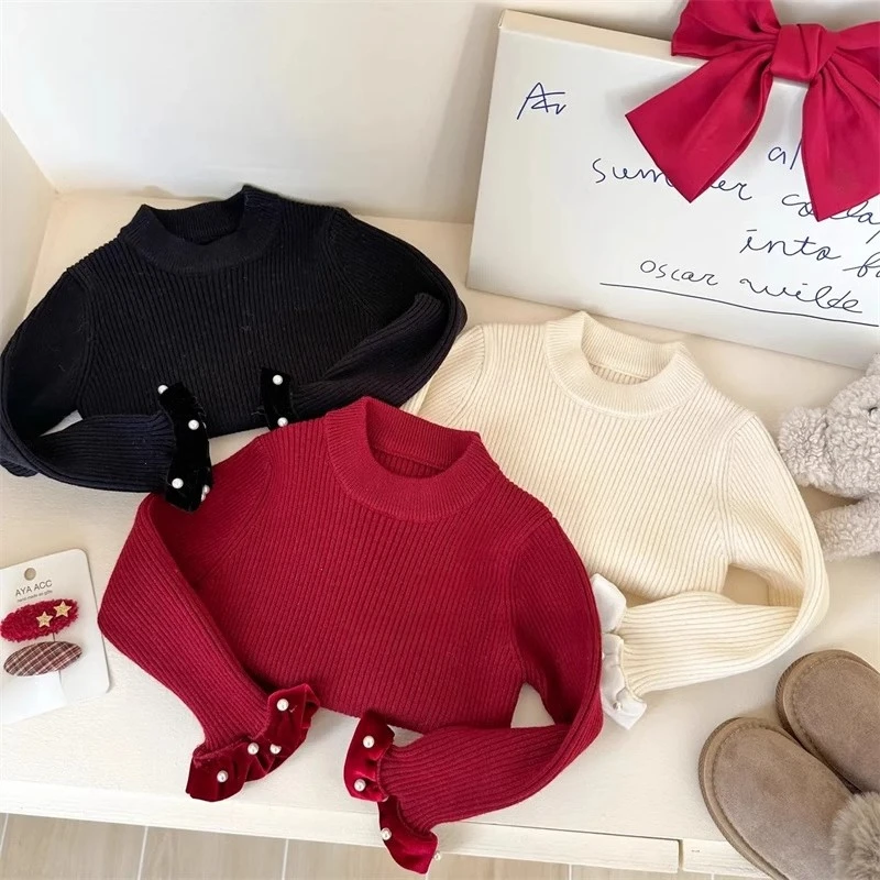 【公主风】秋冬新款女童毛衣时尚洋气女童内搭打底衫女宝加厚针织衫