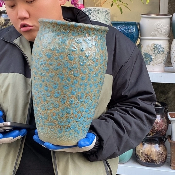 紫砂花盆口19高33正品