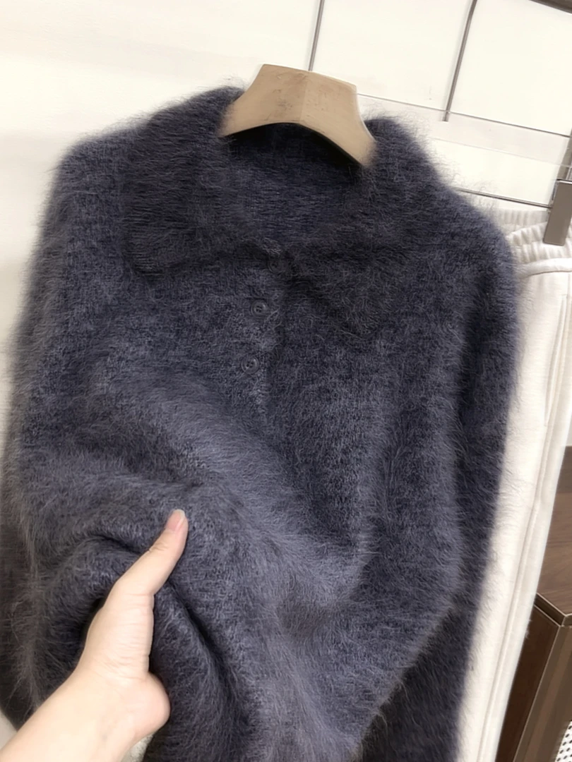 翻领拉绒针织衫冬季厚款