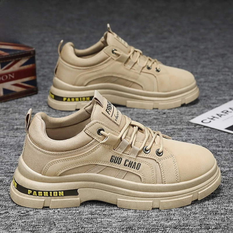 男鞋秋季厚底工作防滑耐磨男士潮鞋2024新款马丁靴学生鞋男