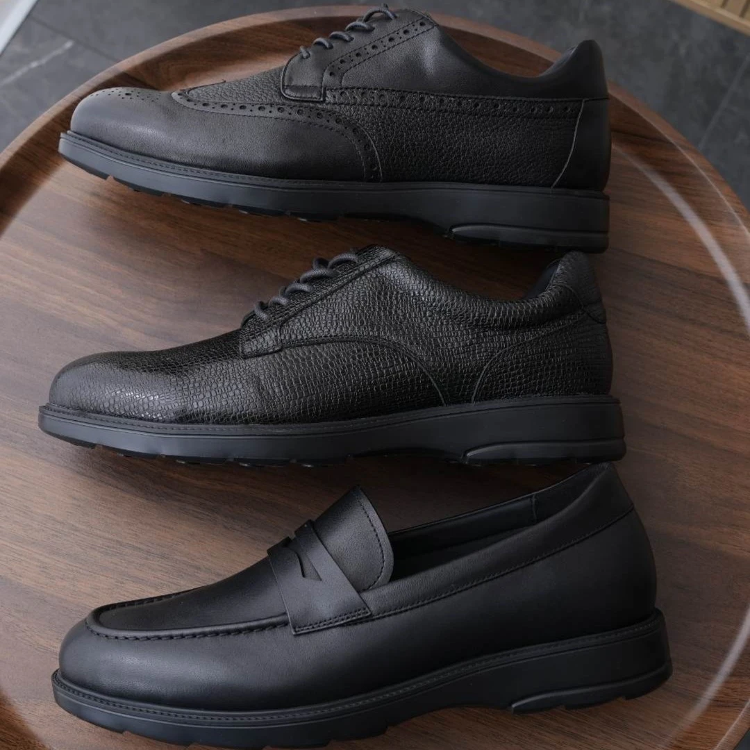 男士商务正装皮鞋轻便舒适透气高档黑色简约时尚百搭真皮男款皮鞋