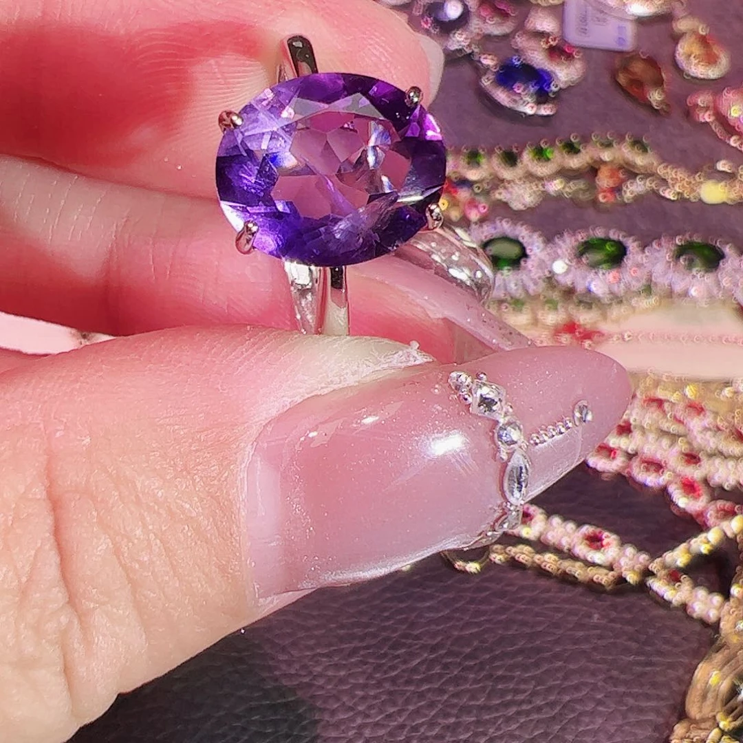 紫晶紫水晶银S925镶嵌
