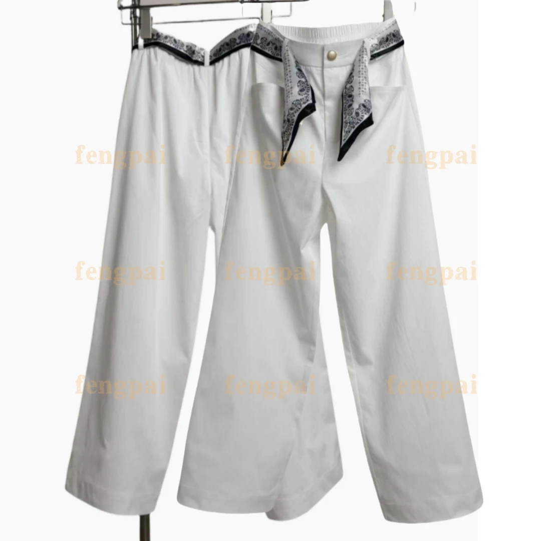 【专柜定制】高腰深裆阔腿九分裤古典时尚显瘦直筒百搭薄款休闲裤