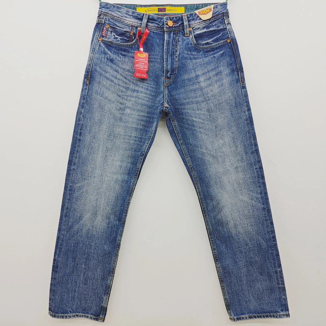 KM3003赤耳丹宁春夏上新男士12盎司501版型百棉无弹直筒牛仔裤