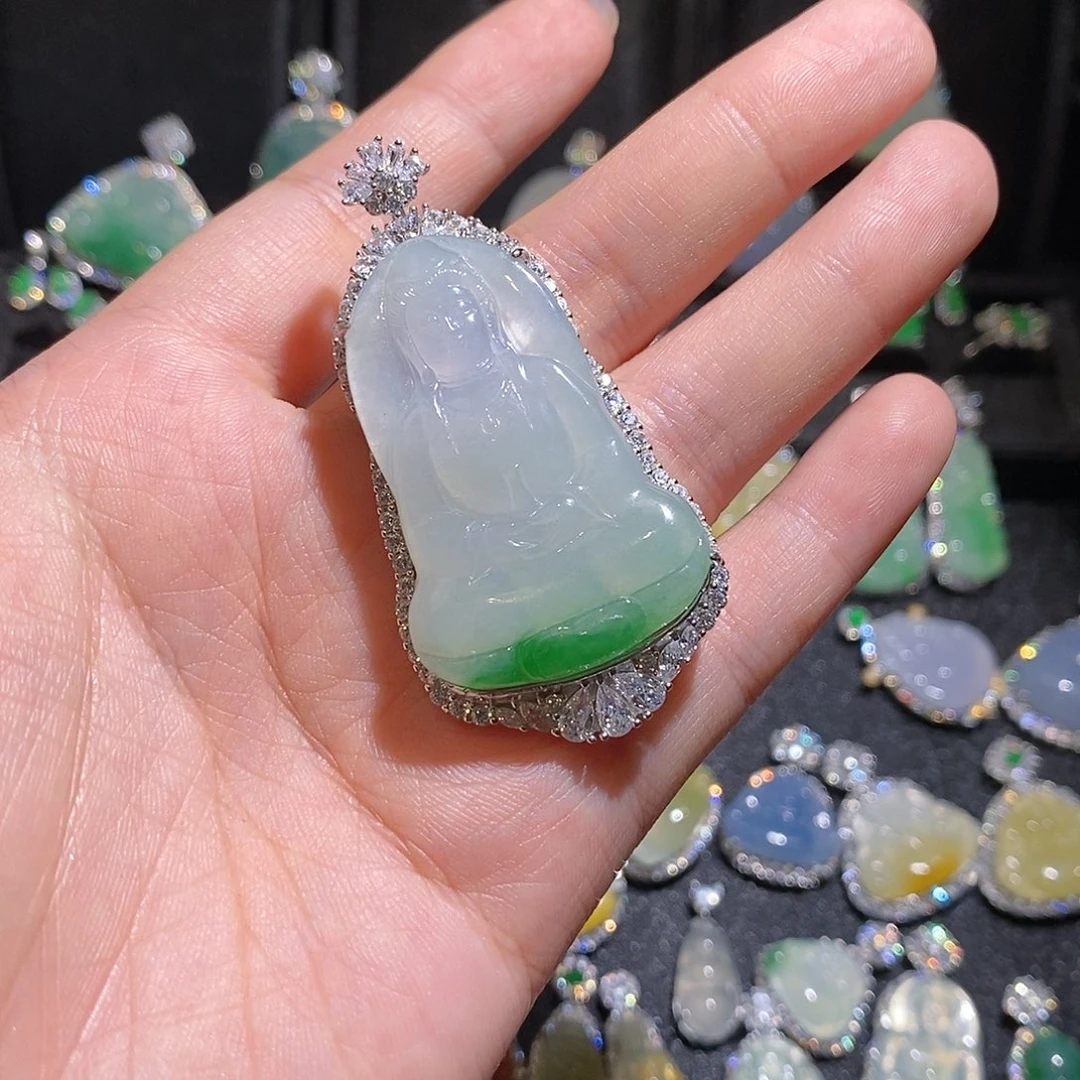 颈饰银S925镶嵌翡翠热*天然翡翠