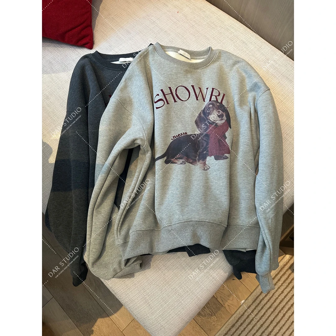 DAR STUDIO 【狗狗卫衣】2024冬季新款加绒圆领套头卫衣 24199