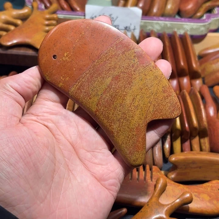 红砭石精品款薄边刮痧板