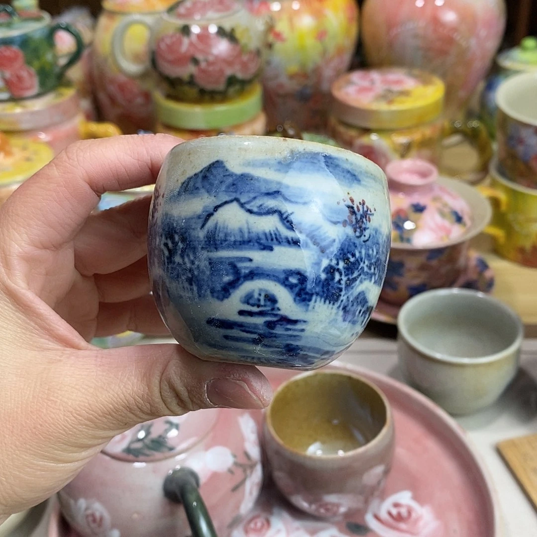 瓷片新年快乐手绘陶瓷