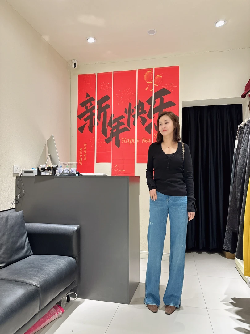 63800新款牛仔裤休闲显瘦高腰蓝色直筒百搭