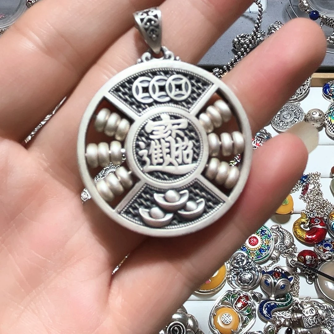 吊坠足银珐琅大算盘