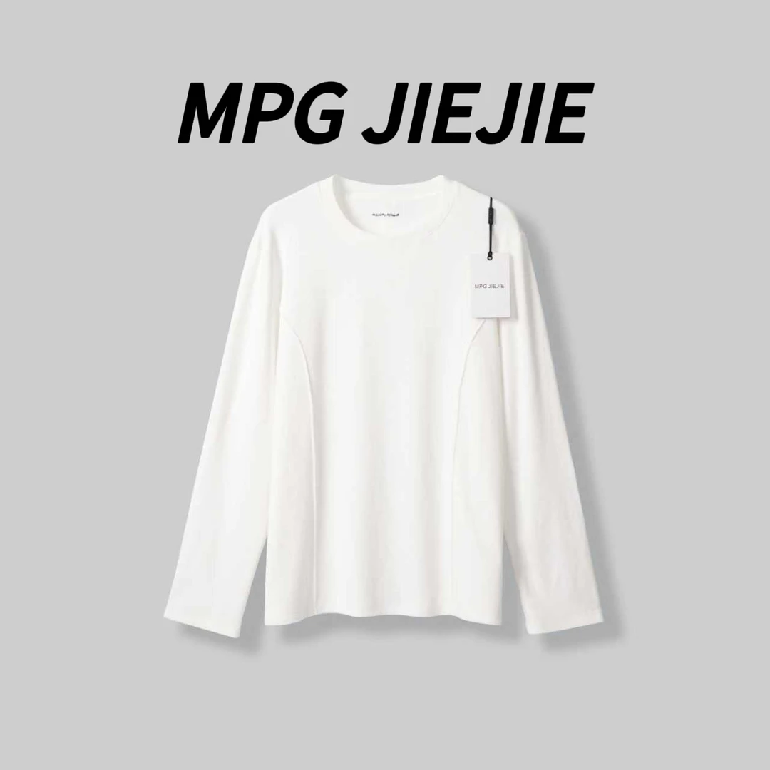 MPG JIEJIE【排骨果冻加绒T】25秋冬加绒线条纹理显瘦版型T恤