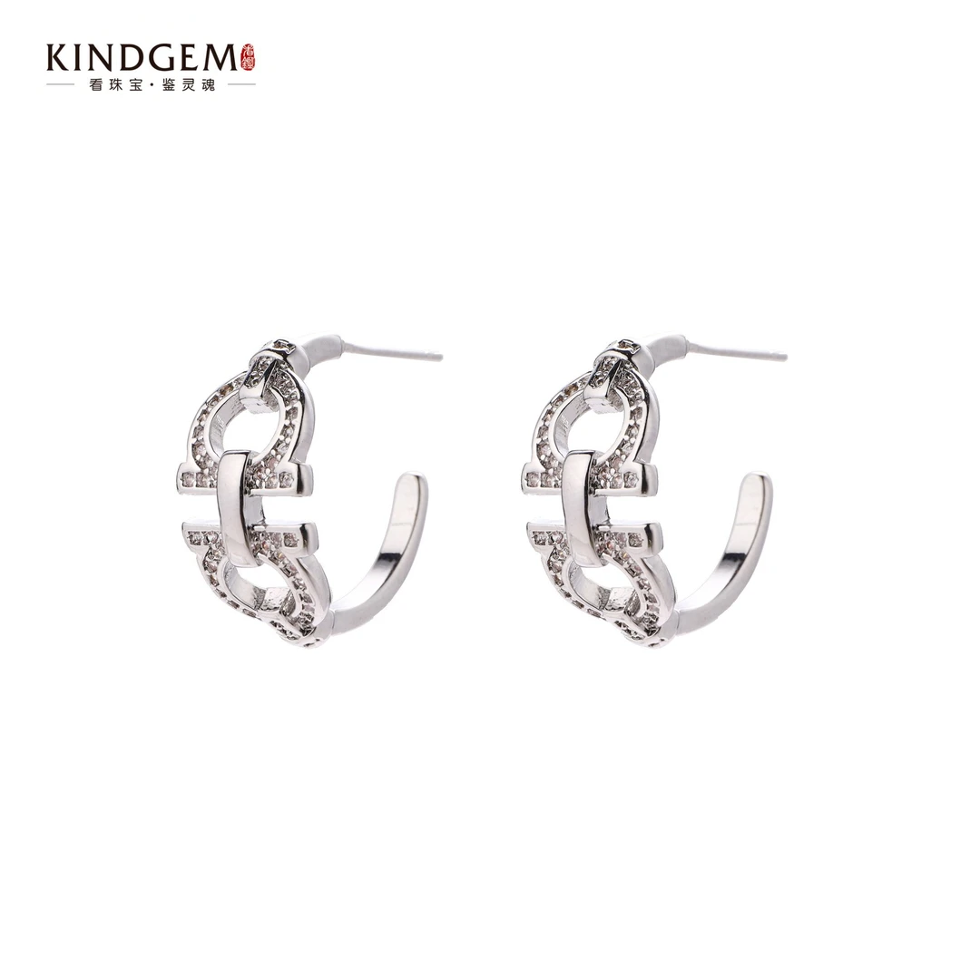 铜合金锆石耳饰 轻奢个性设计镶嵌百搭时尚耳环 CW67XZPC-23798