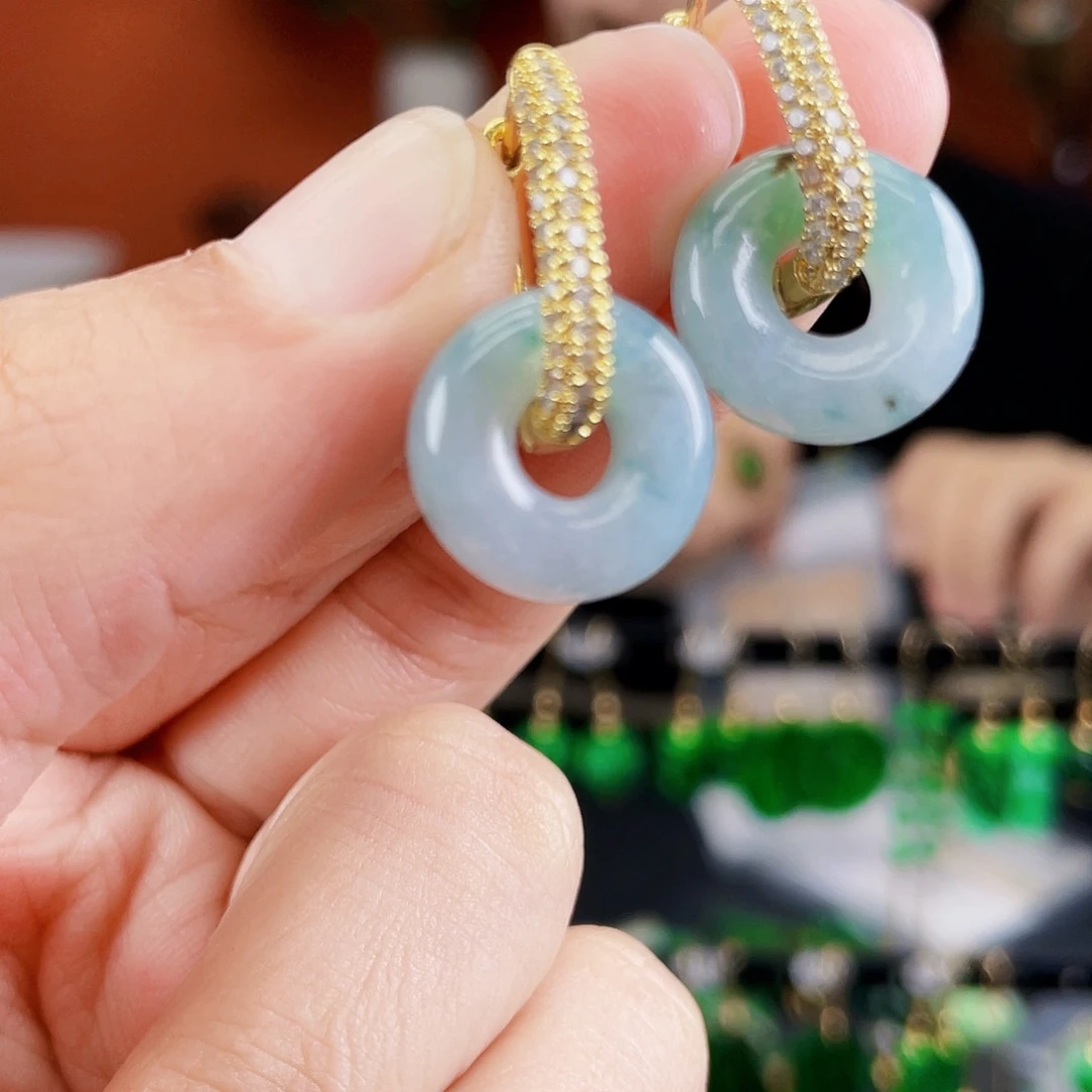 翡翠未镶嵌耳饰饰品