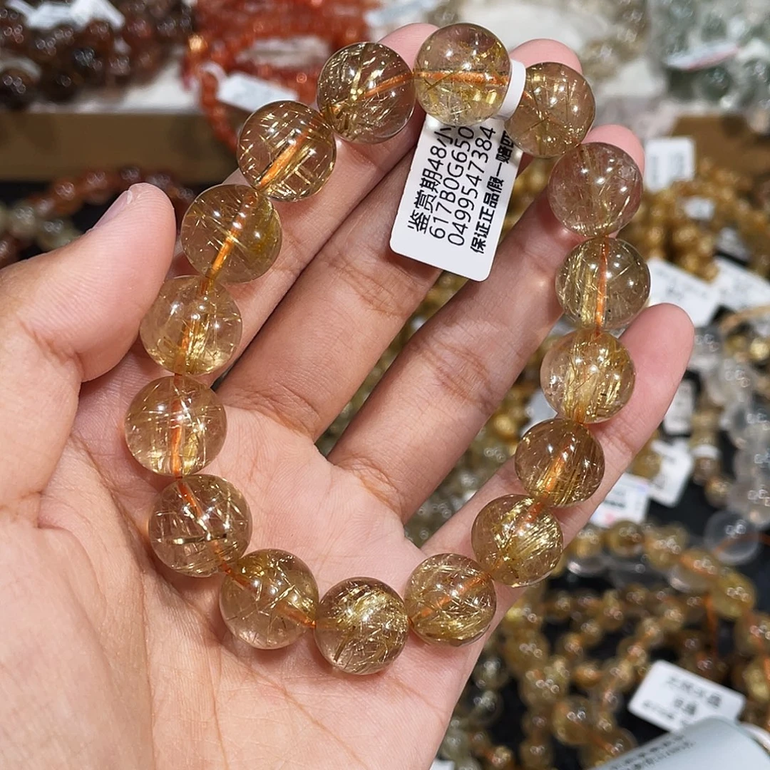 元***物手链未镶嵌发晶烟花钛晶13mm