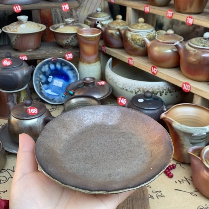 陶壶承纯柴烧裸烧茶器果盘 壶承