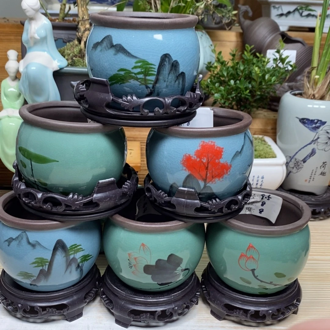 紫砂陶瓷艺术花盆陶瓷