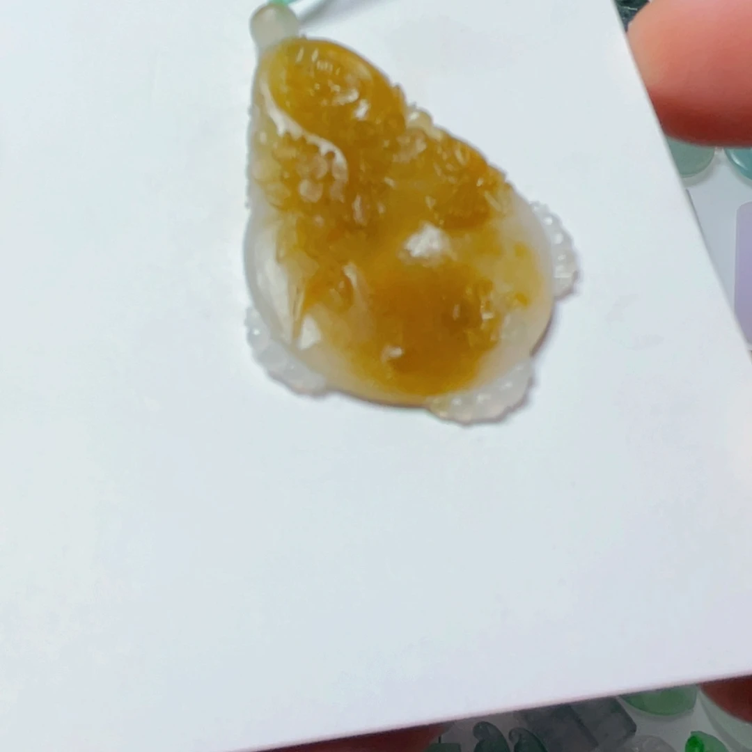 未镶嵌定制翡翠冰黄喜上眉梢