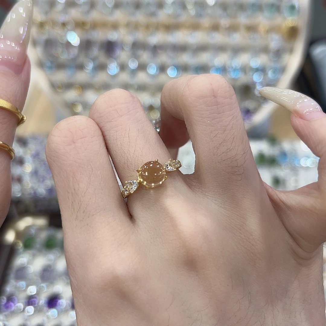 可***华戒指黄晶银S925镶嵌