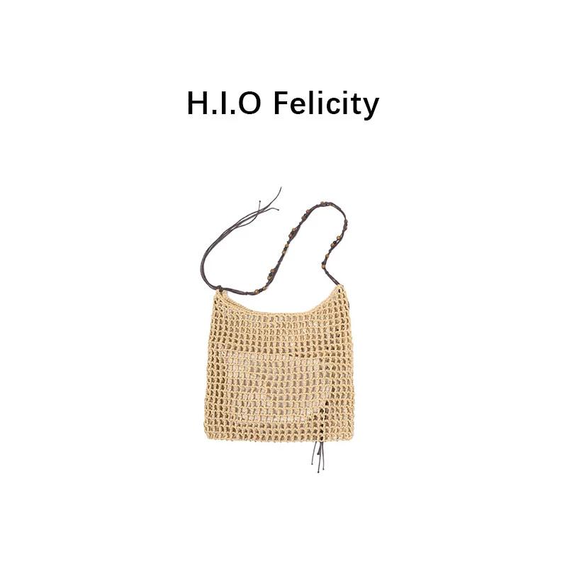 HIO Felicity 可折叠编织东南亚风托特包单肩包镂空草编包BB50135