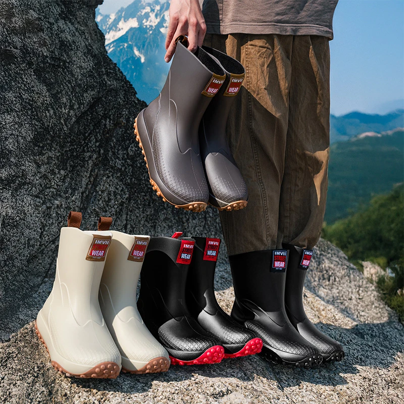 雨鞋男士靴子防滑中筒短筒钓鱼鞋防水耐磨胶鞋薄款水鞋轻便雨靴