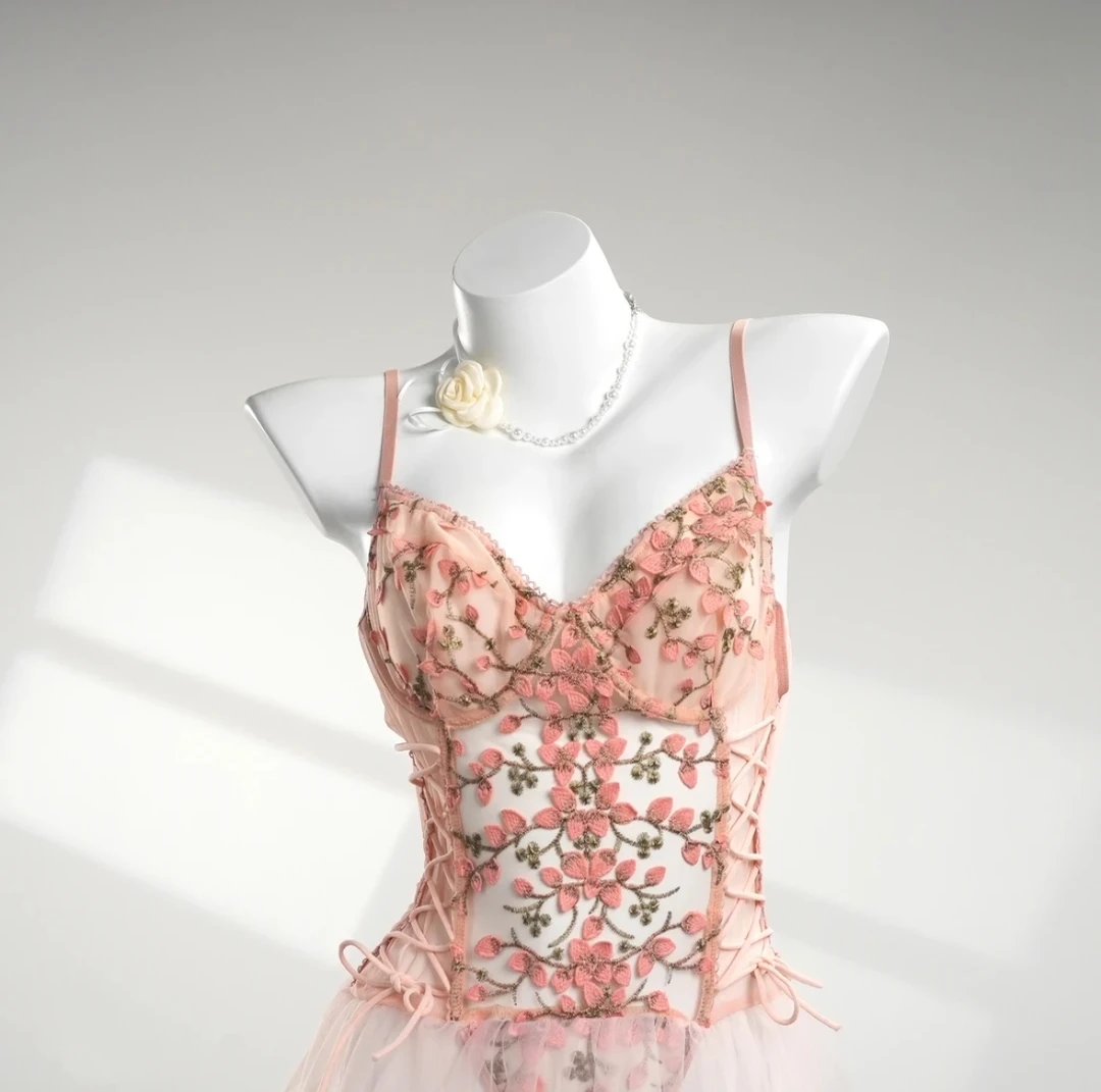 【夏夜小屋】夏漾！（80-180）大码纯欲法式蕾丝可爱吊带夏季女连衣裙