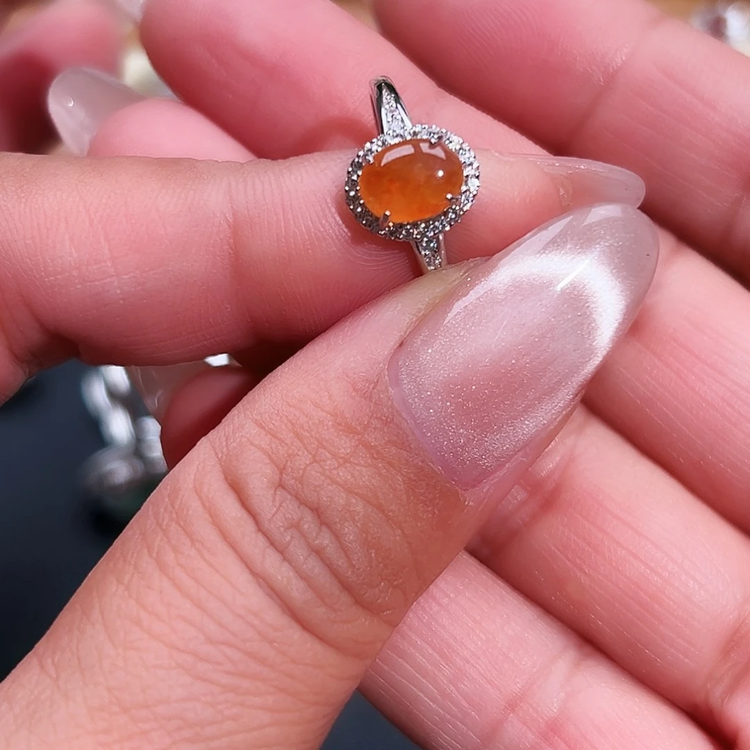 翡翠银S925镶嵌戒指缅甸天然A货翡翠戒指