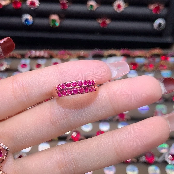 红宝石戒指银S925镶嵌1