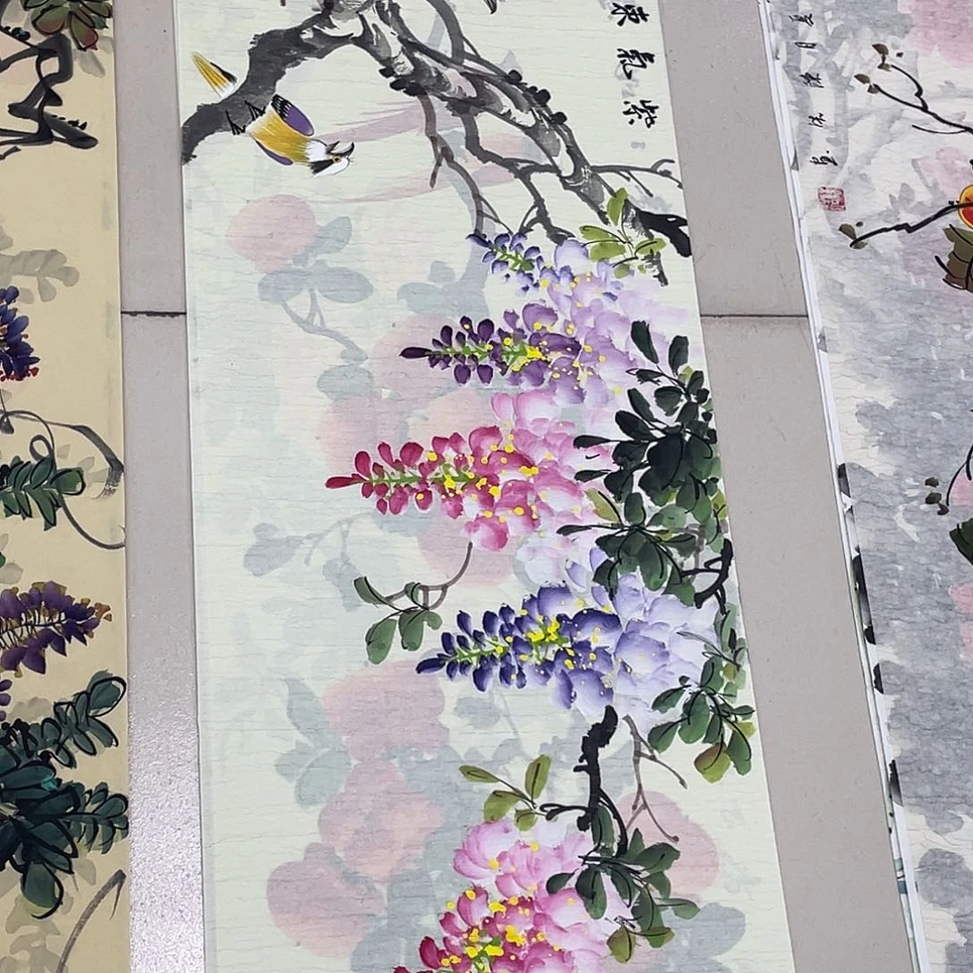 国画纯手绘的花鸟山水