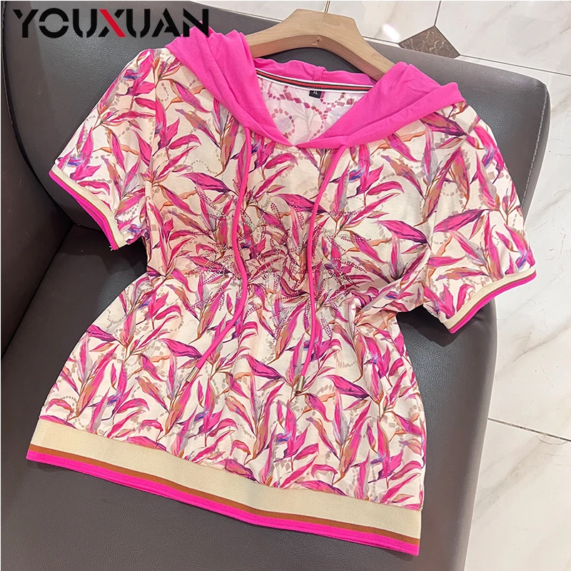 【2025新款高定】春夏季百搭韩版上衣气质时尚休闲短袖连帽T恤29068