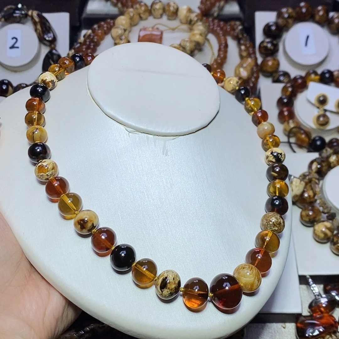 琥珀未镶嵌裸石多宝精品塔链