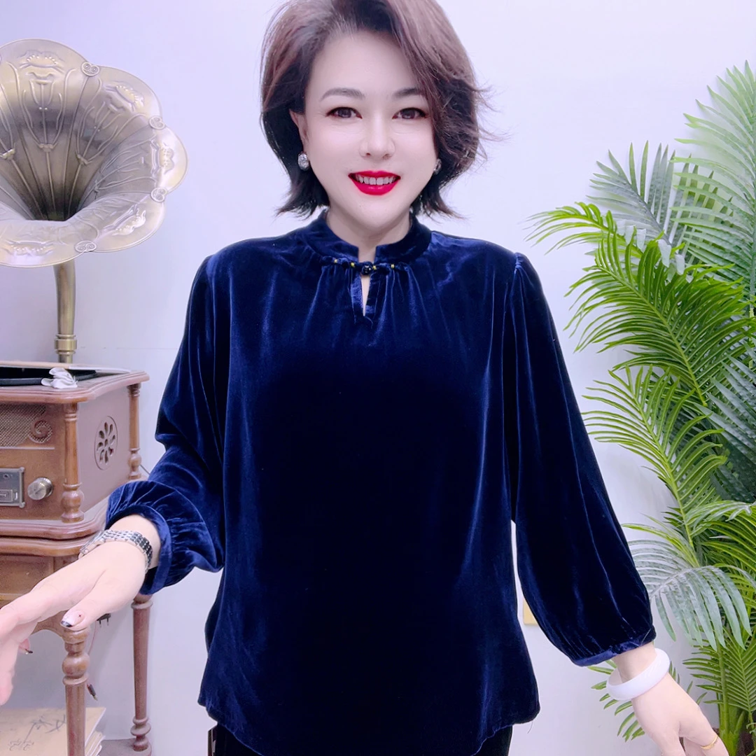 桑蚕丝小衫中老年时尚高档气质43A2233