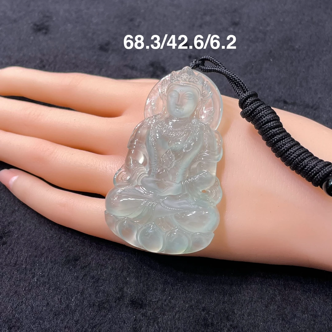 天然缅A翡翠冰晴度母大件正装挂件吊坠