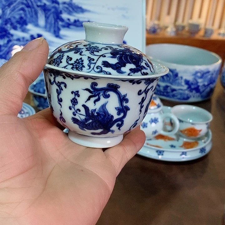 錡镇堂手工手绘盖碗