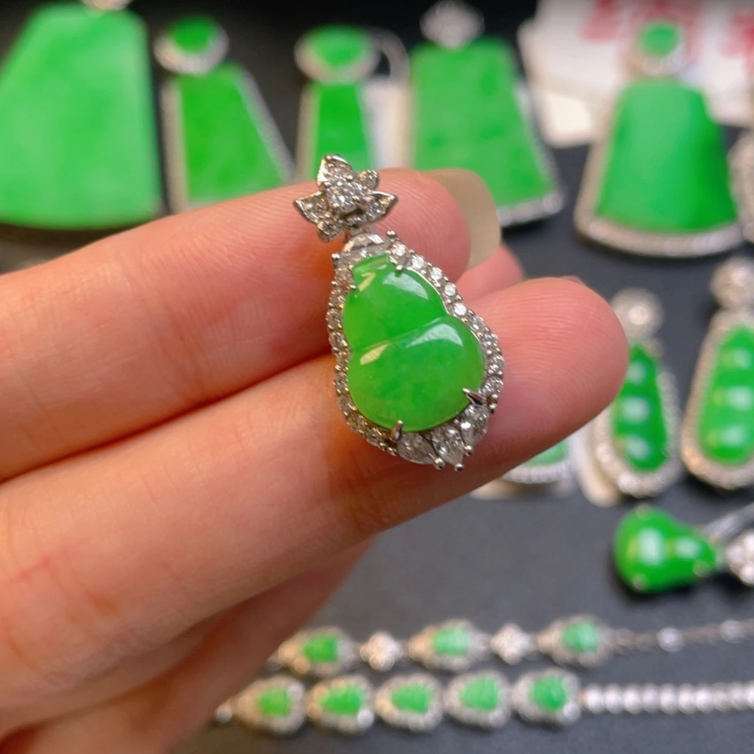 翡翠银S925镶嵌吊坠(不含链)
