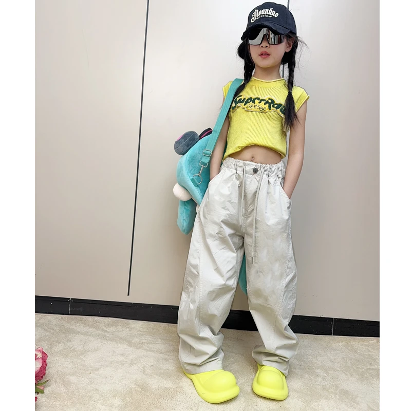 【毛妈潮牌】女童夏季背心弯刀裤套装2025新款中大童潮系百搭休闲裤