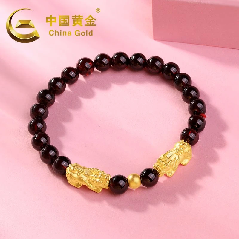 中国黄金黄金貔貅手链首饰品足金转运珠手串生日礼物手串0.65商城