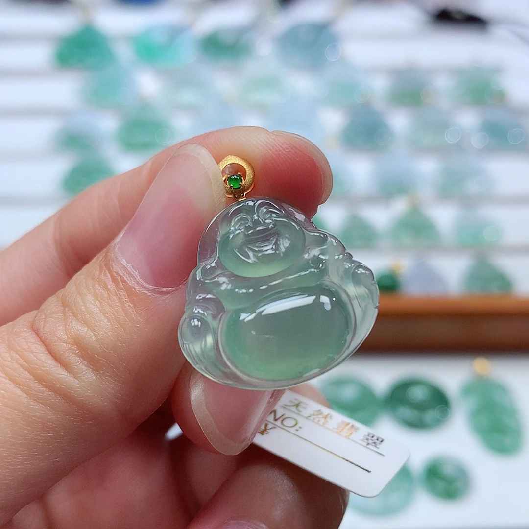 翡翠18K金镶嵌吊坠(赠链)19.8-21-5.2