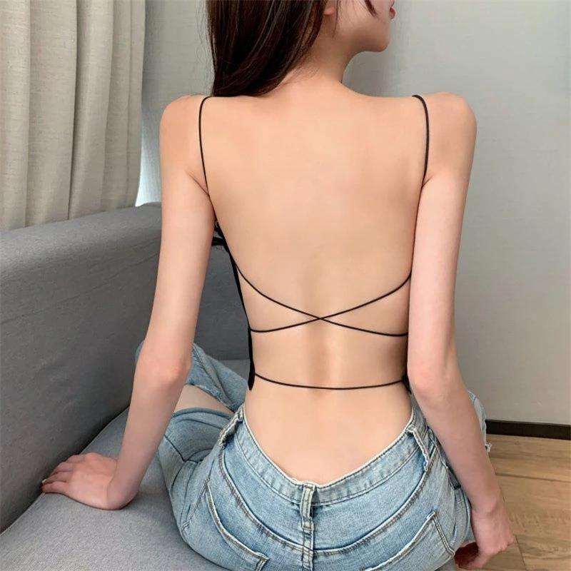 范哲萨晒背专用背心女士长款外穿带胸垫内搭美背吊带细带上衣夏季