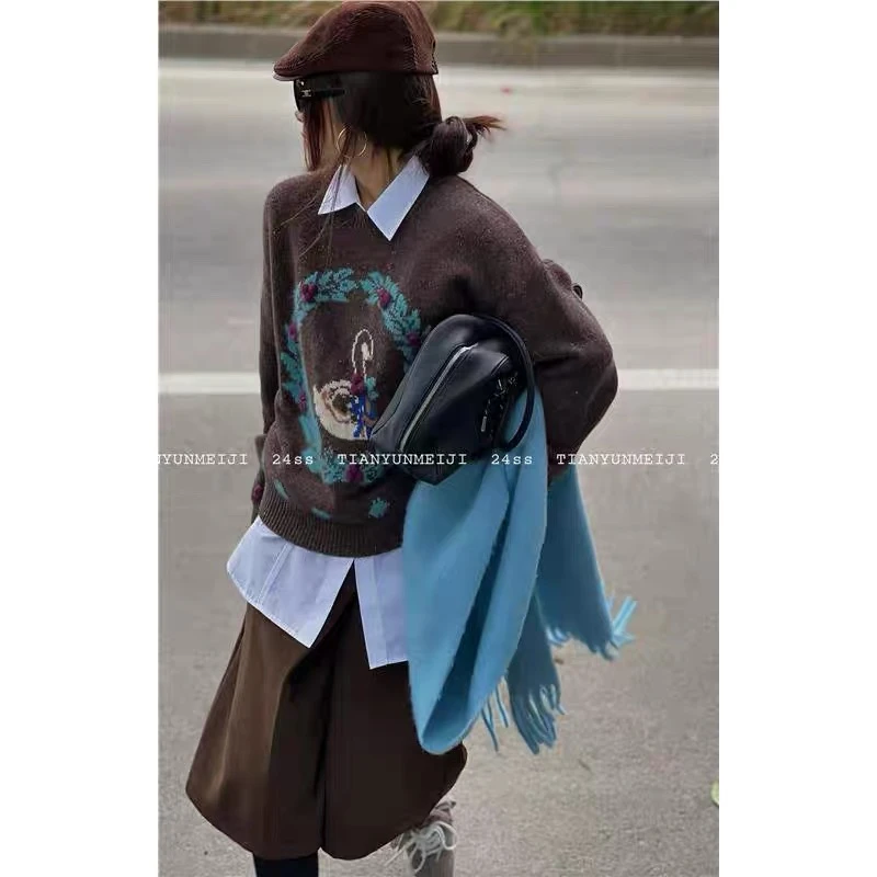 【no退no换 谨慎下单】立体毛球白天鹅提花宽松毛衣 UX88901