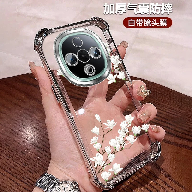 花朵适用vivoy300c手机壳全包透明Y300C四角防摔带镜头膜女士透明