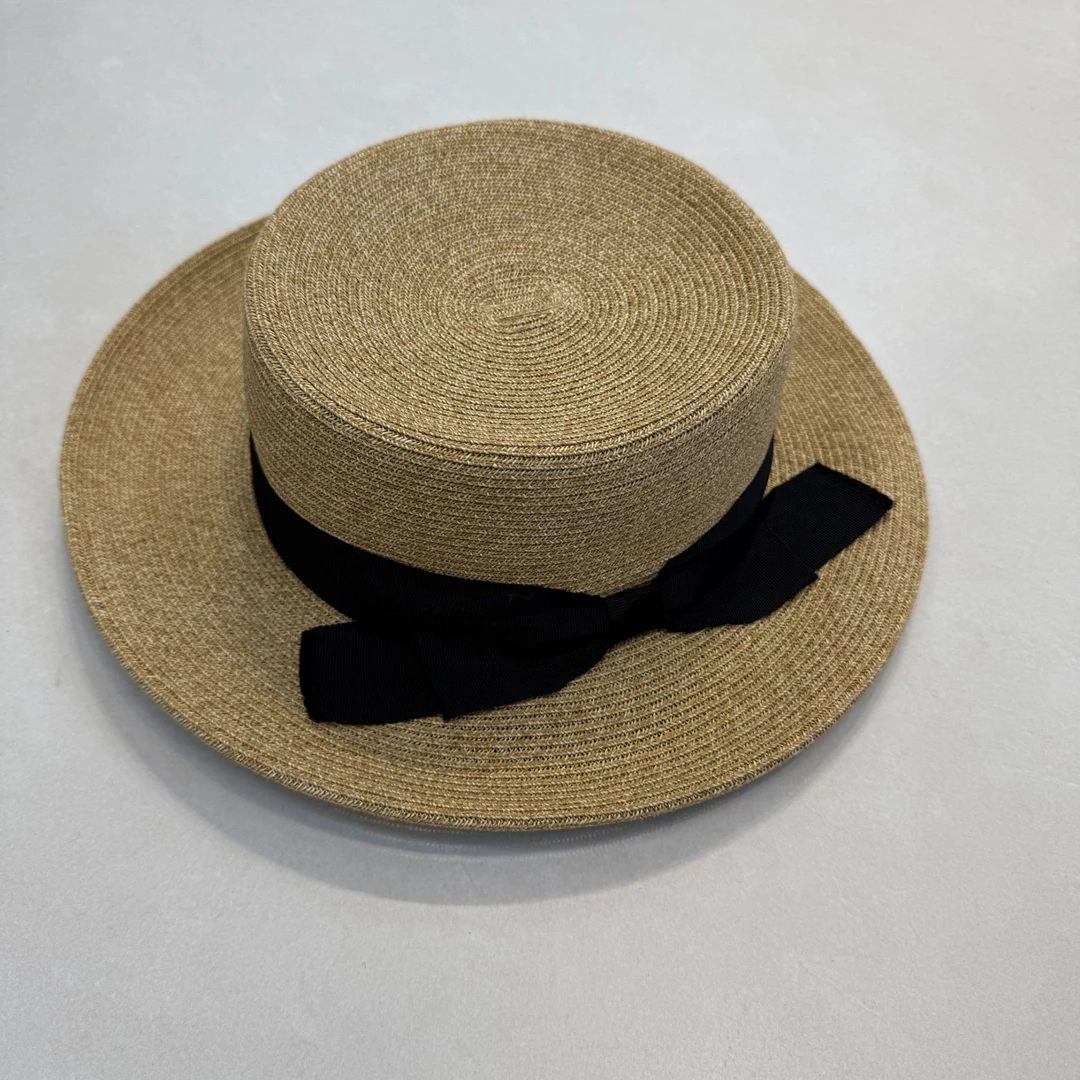 【摩姐姐欧韩】春夏款平顶百搭平沿蝴蝶结遮阳帽（有系带）