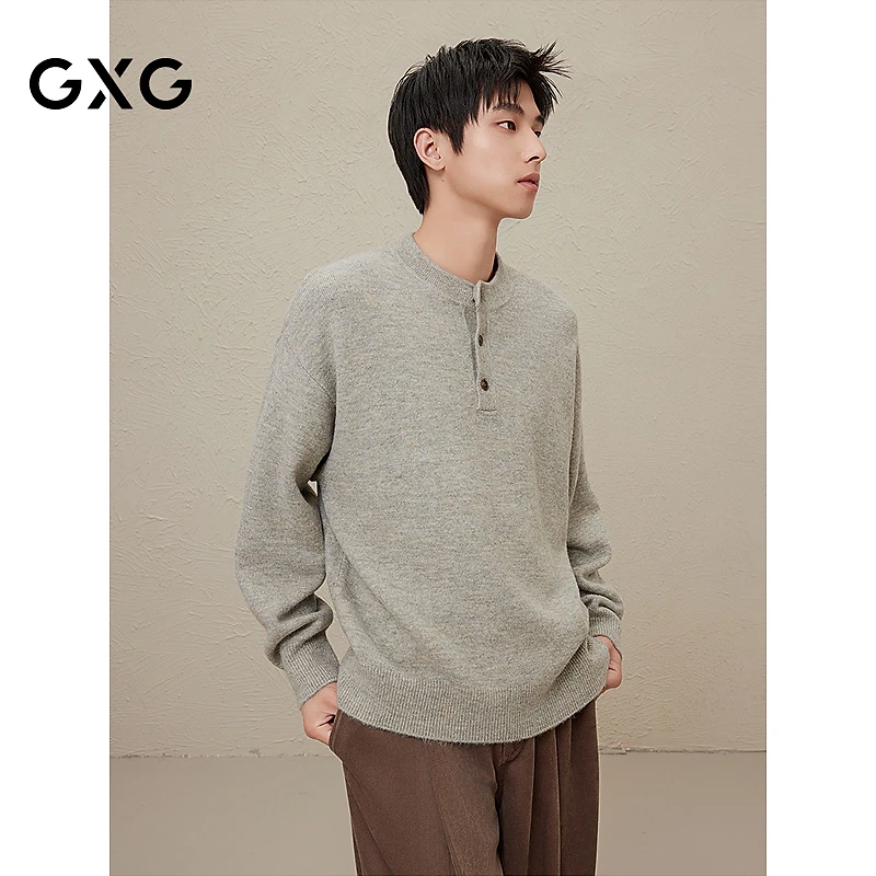 GXG男装 中性风毛衣男秋季慵懒打底针织衫#G24D204079