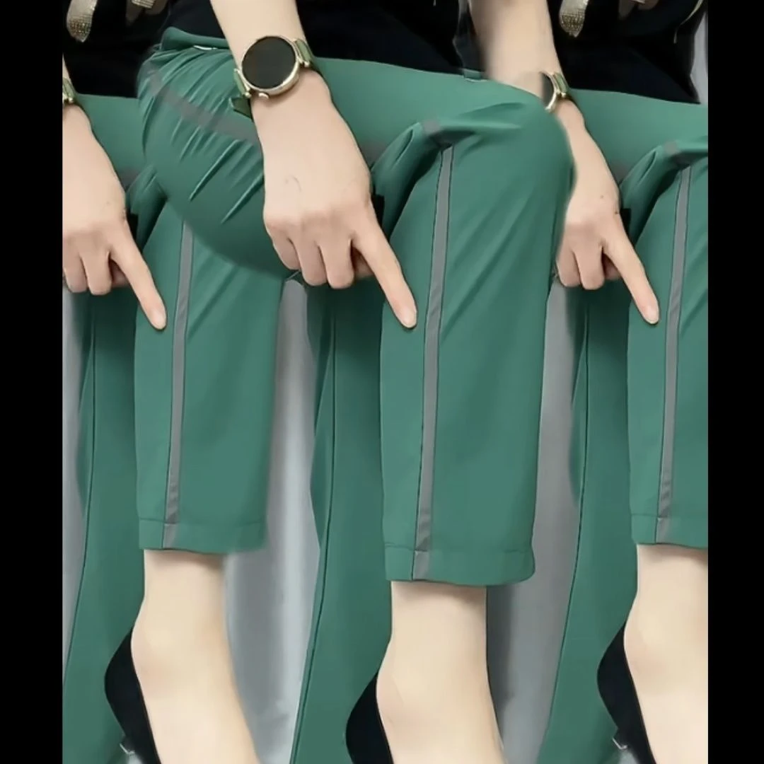 2025春夏季新款高品质时尚侧边条弹力薄款小脚裤面料软气质显瘦