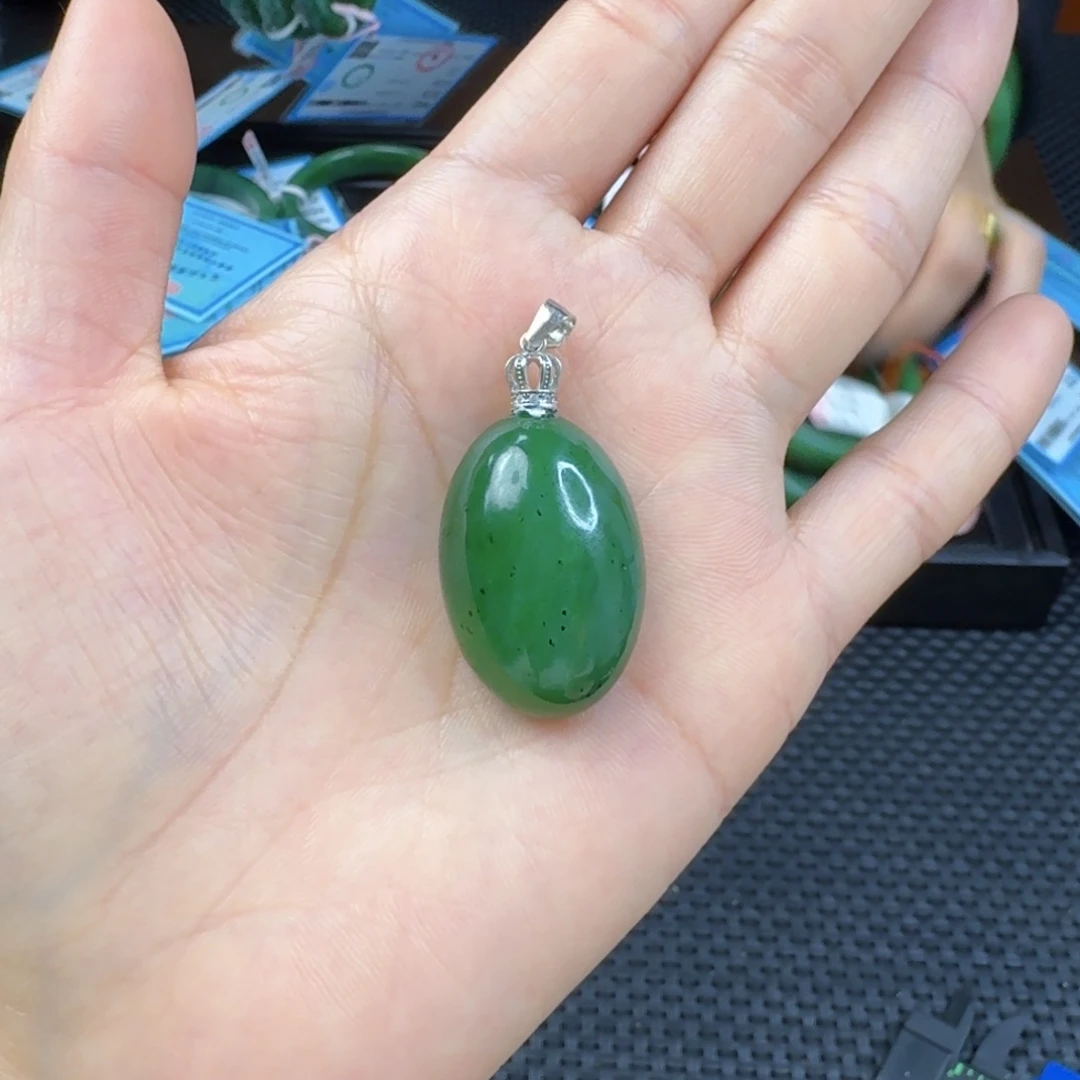 和田玉（碧玉）银S925镶嵌颈饰