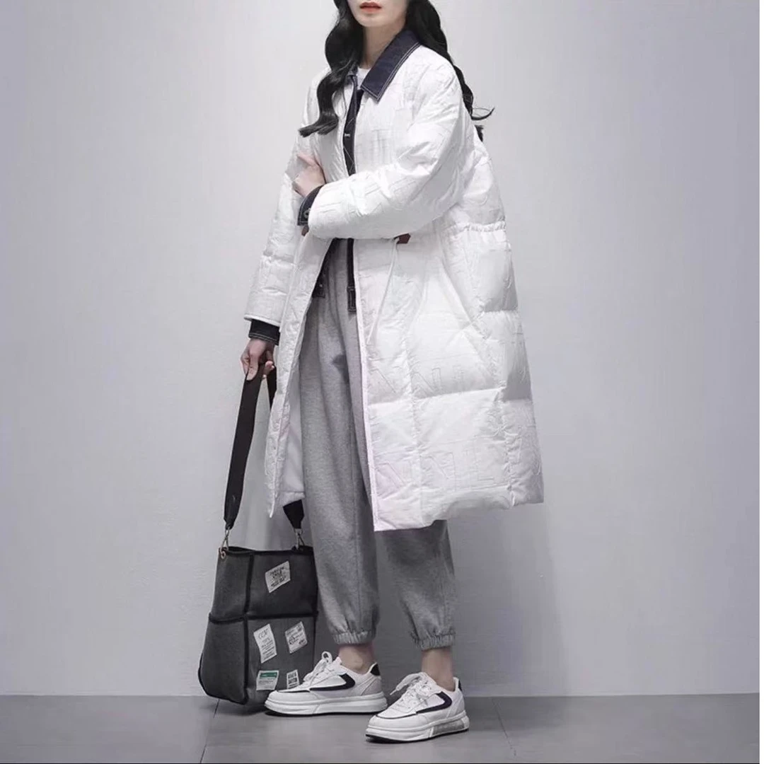【TD】女长款2025冬装新款韩版白鸭绒时尚显瘦保暖加厚外套8527