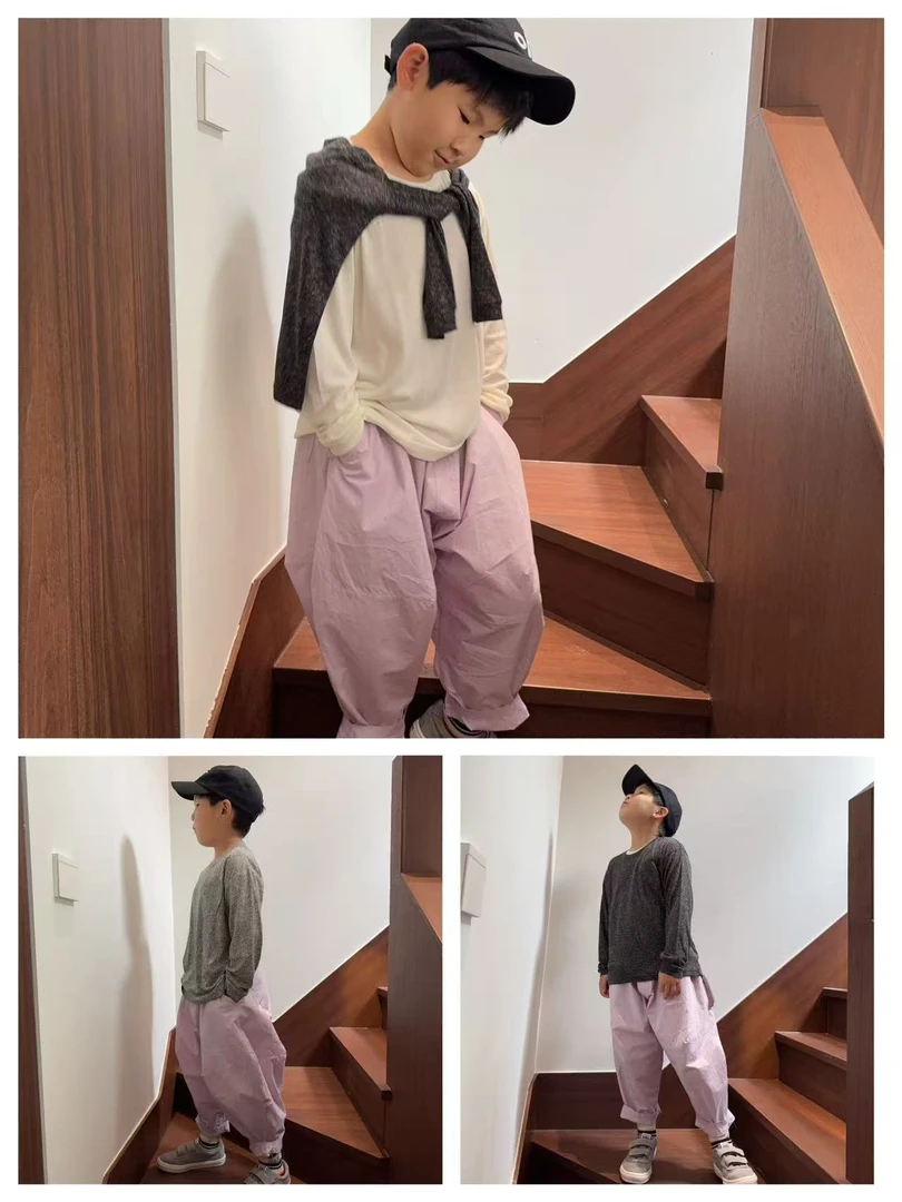 「LIUYI」儿童亲子夏季森系慵懒抑菌防晒亚麻纯色长袖T恤  2576