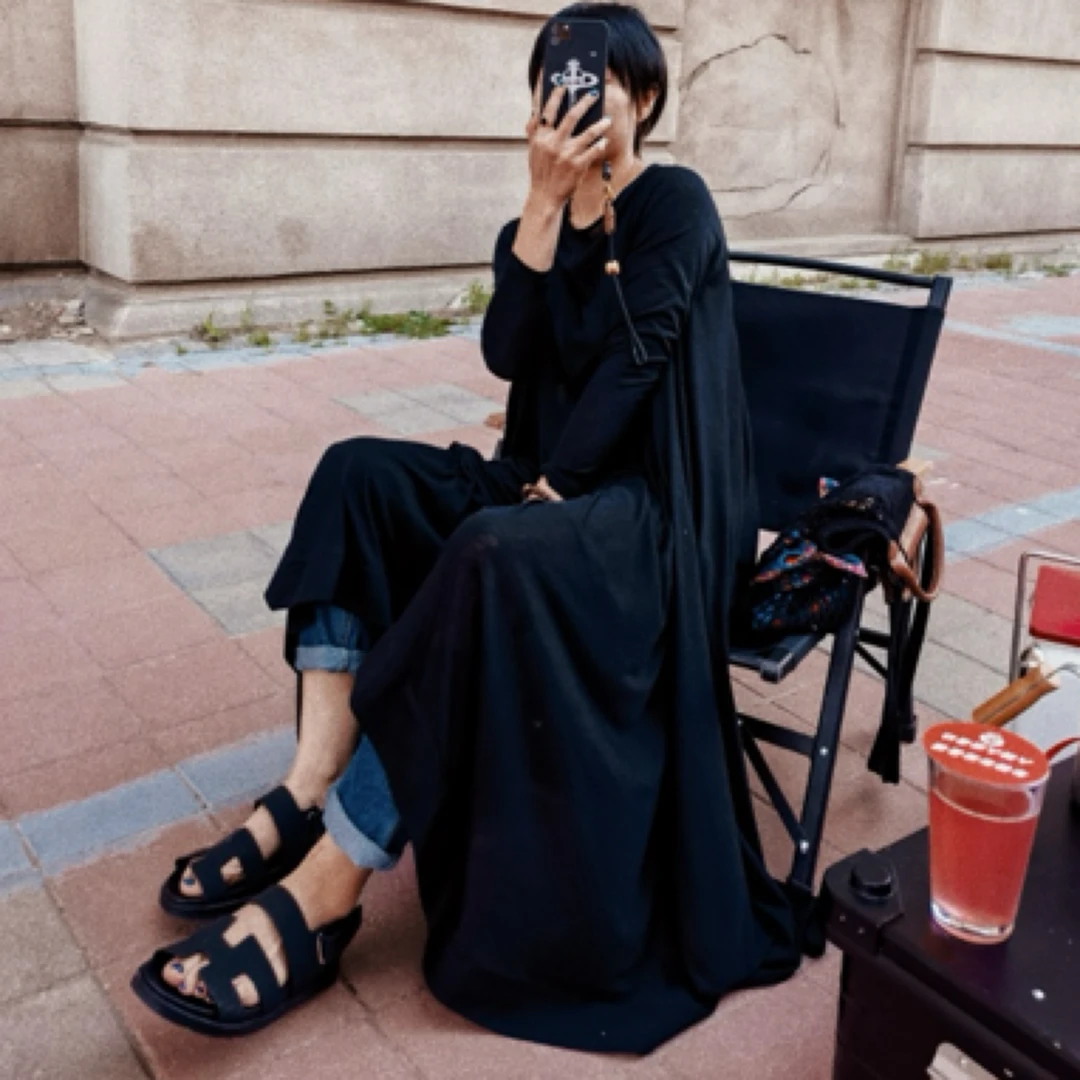 肆声｜设计师仙女帅气纯色飘逸大摆连衣裙